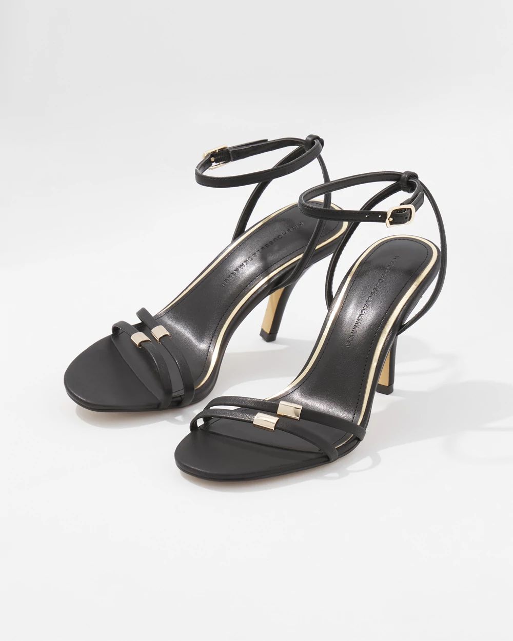 Gold Hardware Strappy High Heel Sandal | White House Black